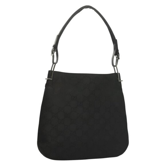 GUCCI GG Canvas Shoulder Bag Black Silver 001 - Picture 1 of 15